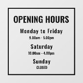 “Minimal Modern Business Hours Sign | Custom Raamsticker (Vel)