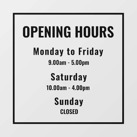 “Minimal Modern Business Hours Sign | Custom Raamsticker (Vel)
