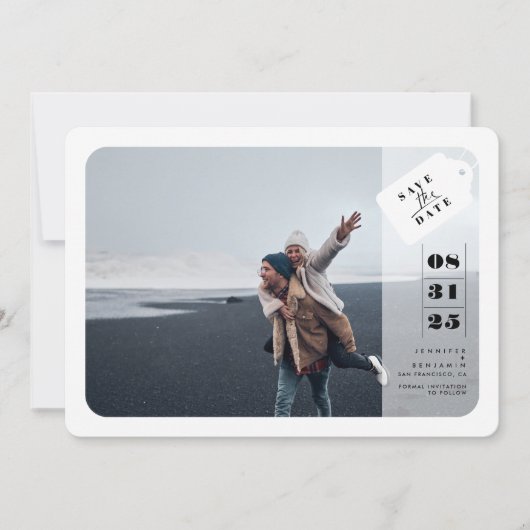 Minimal Modern Casual Bewaar de datumfoto Save The Date (Voorkant)