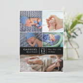 Minimal Modern Chic Photo Collage Baby Reveal Card Kaart (Staand voorkant)
