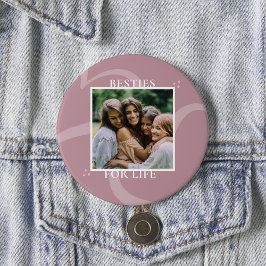 Minimal Modern Chic Pink Besties Galentine's Day Ronde Button 7,6 Cm