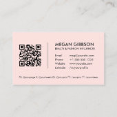 Minimal Modern Chic Pink Social Media QR Code Logo Visitekaartje (Achterkant)