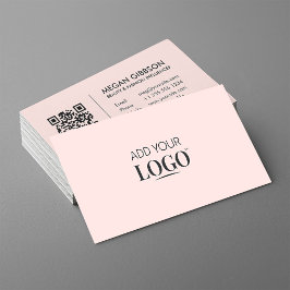 Minimal Modern Chic Pink Social Media QR Code Logo Visitekaartje