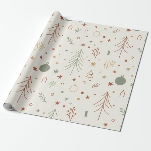 Minimal Modern Christmas Seamless Pattern – Chic H Cadeaupapier (Uitgerold)