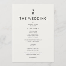 Minimal Modern Civil Wedding Program Programmakaart