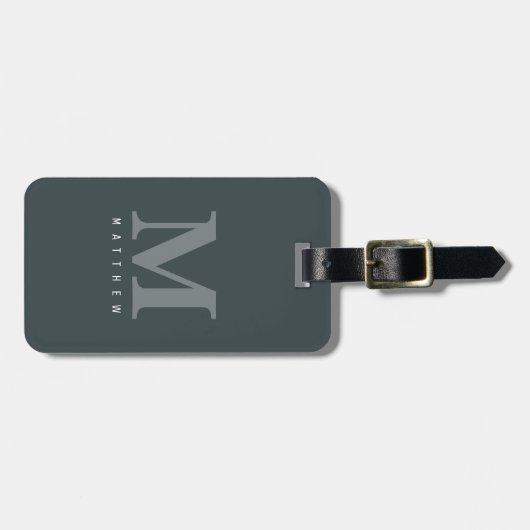 Minimal Modern Classic Monogrammed Green Custom Bagagelabel (Voorkant horizontaal)