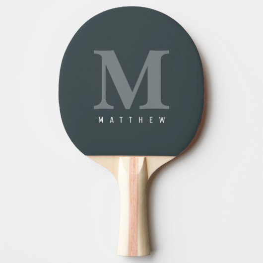 Minimal Modern Classic Monogrammed Green Custom Tafeltennisbatje (Voorkant)