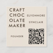 Minimal Modern Craft Chocolate Maker Qr Code Vierkante Visitekaartje (Achterkant)