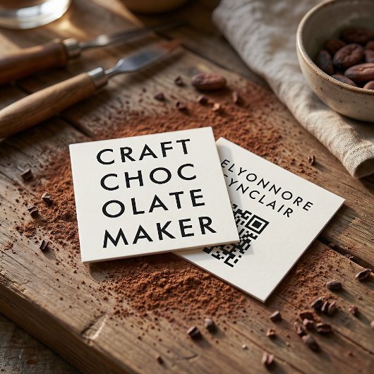 Minimal Modern Craft Chocolate Maker Qr Code Vierkante Visitekaartje