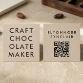 Minimal Modern Craft Chocolate Maker Qr Code Vierkante Visitekaartje