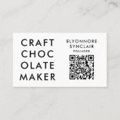 Minimal Modern Craft Chocolate Maker Qr Code Visitekaartje (Achterkant)