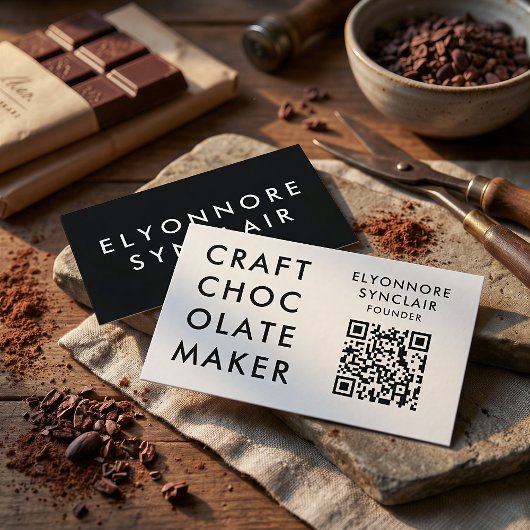 Minimal Modern Craft Chocolate Maker Qr Code Visitekaartje