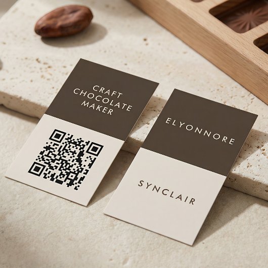 Minimal Modern Craft Chocolate Maker Qr Code Visitekaartje