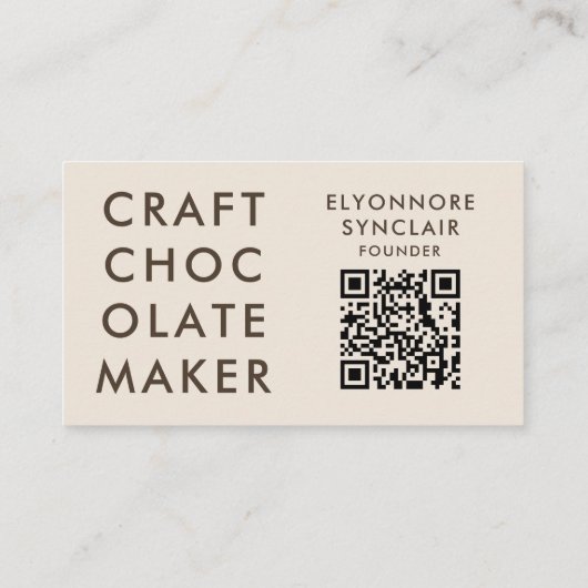Minimal Modern Craft Chocolate Maker Qr Code Visitekaartje (Achterkant)