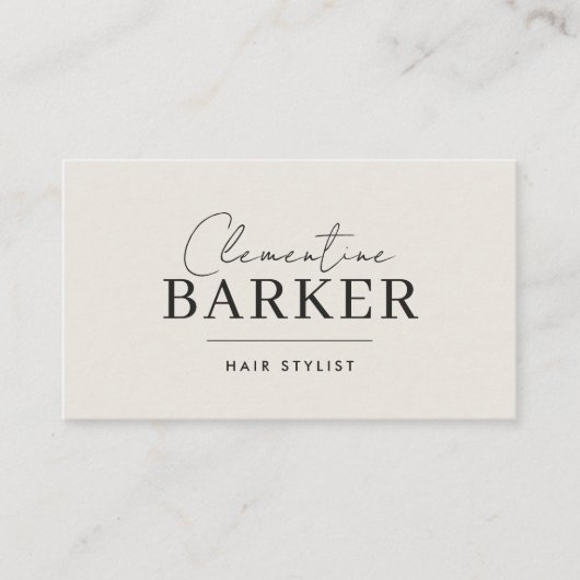 Minimal Modern cream scrip matching Appointment Visitekaartje (Voorkant)