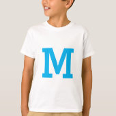 Minimal Modern Custom Blue Initiaal Letter T-shirt (Voorkant)