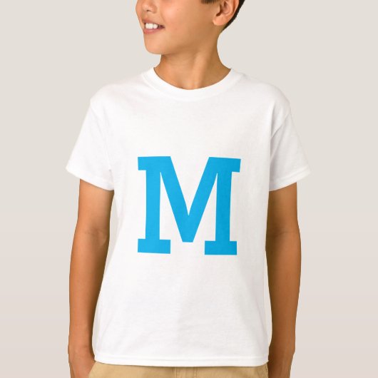 Minimal Modern Custom Blue Initiaal Letter T-shirt (Voorkant)