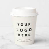 Minimal Modern Custom Logo Business – Ivory Beige Papieren Bekers (Voorkant)