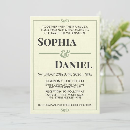 Minimal Modern Editable Wedding Kaart (Staand voorkant)