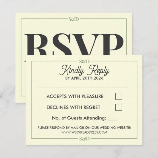 Minimal Modern Editable Wedding RSVP Kaartje (Voorkant / Achterkant)