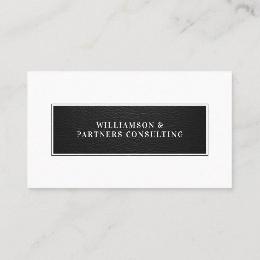 Minimal Modern Elegant Black Leather Photo QR Code Visitekaartje (Achterkant)