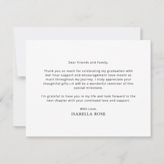 Minimal Modern Elegant Eenvoudig Afstuderen Bedankkaart (Achterkant)
