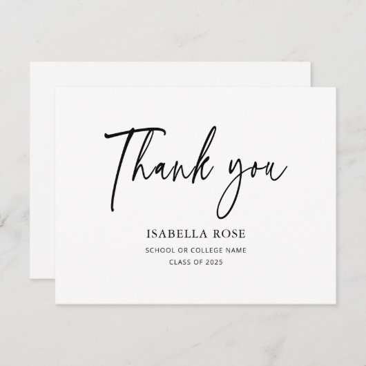 Minimal Modern Elegant Eenvoudig Afstuderen Bedankkaart (Voorkant / Achterkant)