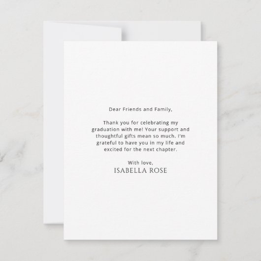Minimal Modern Elegant Eenvoudig Boog Afstuderen Bedankkaart (Achterkant)