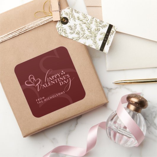 Minimal Modern Elegant Typography Valentine's Day Vierkante Sticker (Geschenken)