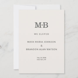 Minimal Modern Elopement Announcement Card Kaart