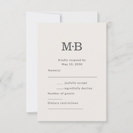 Minimal Modern Elopement Wedding RSVP Card Kaartje (Voorkant)