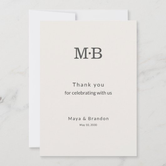 Minimal Modern Elopement Wedding Thank You Card Bedankkaart (Voorkant)