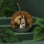 Minimal Modern Engaged & Merry 2 Photo Engagement Keramisch Ornament