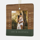 Minimal Modern Engaged & Merry 2 Photo Engagement Keramisch Ornament (Links)