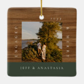 Minimal Modern Engaged & Merry 2 Photo Engagement Keramisch Ornament (Achterkant)