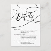 Minimal Modern Fancy Script "Details" Bruiloft Informatiekaartje (Voorkant)