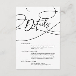 Minimal Modern Fancy Script "Details" Bruiloft Informatiekaartje