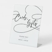 Minimal Modern Fancy Script "Kaart + Gifts" Bruilo Reclamebord Met Voetstuk (Voorkant)