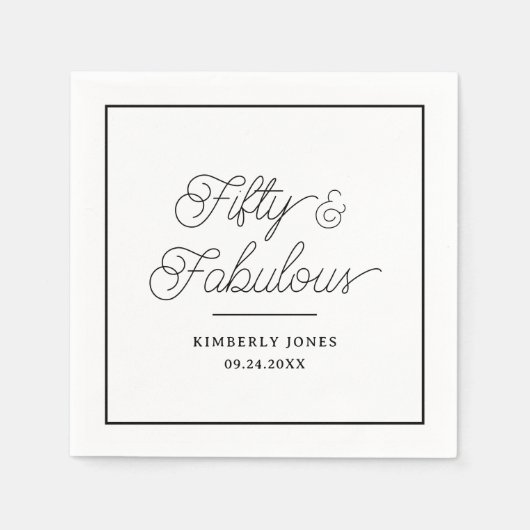 Minimal Modern Fifty & Fabulous 50th Birthday Servet (Voorkant)