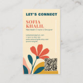 Minimal Modern Floral Terracotta Mosterdgroen Visitekaartje (Achterkant)