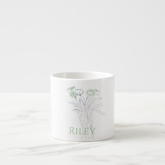 Minimal Modern Flower Outline voor vrouwen Espresso Kop (Voorkant)
