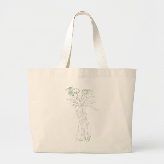  Minimal Modern Flower Outline voor vrouwen Grote Tote Bag (Voorkant)