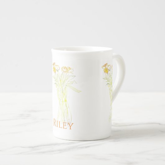  Minimal Modern Flower Outline voor vrouwen Porselein Kop (Voorkant rechts)