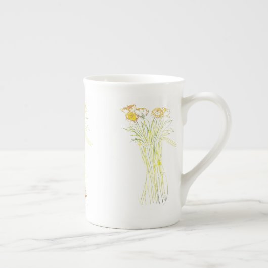  Minimal Modern Flower Outline voor vrouwen Porselein Kop (Rechts)