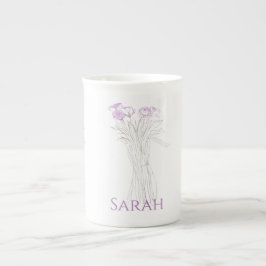  Minimal Modern Flower Outline voor vrouwen Porselein Kop