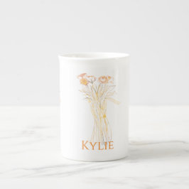  Minimal Modern Flower Outline voor vrouwen Porselein Kop