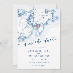 Minimal Modern Gloucester Massachusetts Kaart