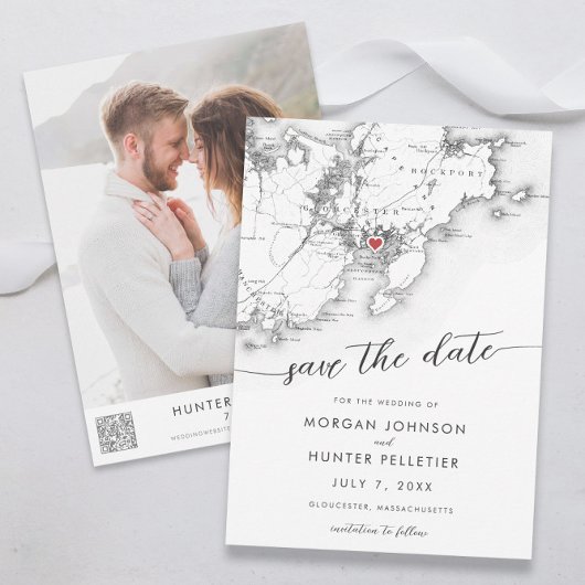 Minimal Modern Gloucester Massachusetts Kaart