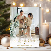 Minimal Modern Gold Script 2 Foto Vrolijk Kerstfee Feestdagenkaart