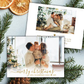 Minimal Modern Gold Script 2 Foto Vrolijk Kerstfee Feestdagenkaart